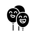 balloons smile character glyph icon vector illustration