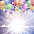 Balloons on a starburst background Royalty Free Stock Photo