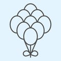 Balloons thin line icon. Cute nine helium gas balls. Wedding asset vector design concept, outline style pictogram on