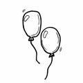 Balloons thin line isolated on white background. Trendy balloons for web site, poster,placard,print material and mobile app.