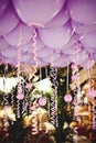 Balloons under the ceiling on wedding party Royalty Free Stock Photo