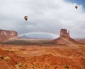 Balloons under storm clouds. Royalty Free Stock Photo