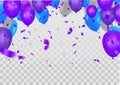 Balloons, vector illustration. Confetti and ribbons, Celebration background template with Royalty Free Stock Photo