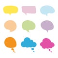 Vector bubbles speech set pastel color, hand drawn. Royalty Free Stock Photo