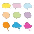 Vector bubbles speech set pastel color, hand drawn. Royalty Free Stock Photo