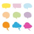 Vector bubbles speech set pastel color, hand drawn. EPS10 Royalty Free Stock Photo