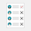 Ballot with avatars of candidates after voting