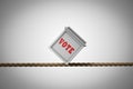 Ballot box balances on a rope demonstrating Election risk. 3D illustration. Royalty Free Stock Photo