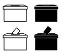 Ballot box for election voting set black icons vector illustration