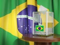 Ballot box with flag of Brazil and voting papers. Brazilian pres