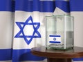 Ballot box with flag of Israel and voting papers. Israelitish pr