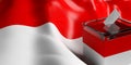 Ballot box on Indonesia flag background, 3d illustration