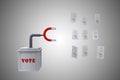 Ballot box magnetizes votes demonstrating Election fraud concept. 3D illustration.