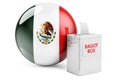 Ballot box with Mexican flag. Election in Mexico. 3D rendering