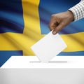 Ballot box with national flag on background series - Kingdom of Sweden Royalty Free Stock Photo