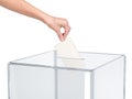 Ballot box with person casting vote on blank voting slip Royalty Free Stock Photo