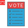 Ballot paper color line icon, election and checklist, voting paper sign vector graphics, editable stroke filled outline