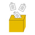 Ballot papers fall into the ballot box. The concept of democracy, elections, voting. Flat line illustration Royalty Free Stock Photo