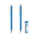 Ballpoint pen and mechanical pencil blue metallic Royalty Free Stock Photo