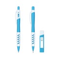 Ballpoint pen and mechanical pencil blue and white Royalty Free Stock Photo