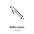 Ballpoint pen outline vector icon. Thin line black ballpoint pen icon, flat vector simple element illustration from editable