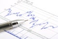 Ballpoint Pen on Stock Chart Royalty Free Stock Photo