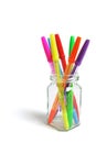 Ballpoint Pens in Glass Jar Royalty Free Stock Photo