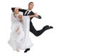 Ballrom dance couple in a dance pose isolated on white bachground Royalty Free Stock Photo