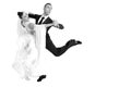 Ballrom dance couple in a dance pose isolated on white bachground Royalty Free Stock Photo