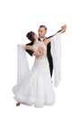 Ballrom dance couple in a dance pose isolated on white bachground Royalty Free Stock Photo