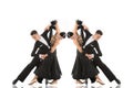 Ballroom dance couple in a dance pose isolated on white Royalty Free Stock Photo