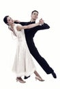 Ballroom dance couple in a dance pose isolated on white Royalty Free Stock Photo