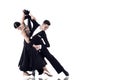 Ballroom dance couple in a dance pose isolated on white Royalty Free Stock Photo