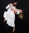 Ballroom dancer couple. Professional dancers. Sensual couple in love dancing tango. Ballroom dancing. Royalty Free Stock Photo