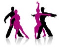 Ballroom dancers silhouettes