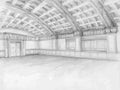 ballroom sketch interior huge room with tall decorated ceilings