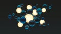 Balls with balls of light on dark background. Bunch of balls. Abstract composition with spheres. 3D rendering.