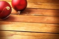 Balls Christmas decoration on a table wooden slats top diagonal