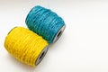 Balls of colored henequen threads Royalty Free Stock Photo