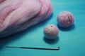 Balls of colored wool for making beads Royalty Free Stock Photo