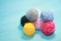 Balls of colored wool for making beads Royalty Free Stock Photo