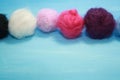 Balls of colored wool for making beads Royalty Free Stock Photo