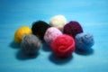 Balls of colored wool for making beads Royalty Free Stock Photo