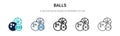 Balls icon in filled, thin line, outline and stroke style. Vector illustration of two colored and black balls vector icons designs Royalty Free Stock Photo