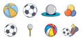Balls icon set, cartoon style Royalty Free Stock Photo