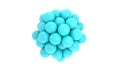 Balls, like atoms, appear while remaining agglutinated in rotation and then disappear. 3d rendering.