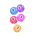 Balls with lotto bingo numbers, lottery numbered balls for keno game, icon flat style. Isolated on a white background