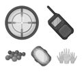 Balls with paint and other equipment. Paintball single icon in monochrome style vector symbol stock illustration web.