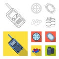 Balls with paint and other equipment. Paintball single icon in outline,flat style vector symbol stock illustration web.