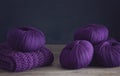 Purple yarn, close up Royalty Free Stock Photo